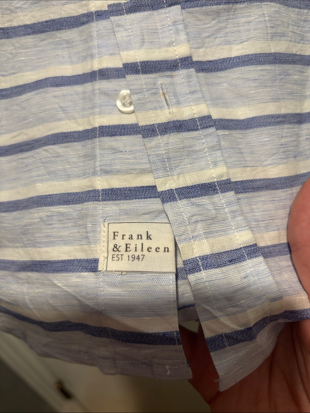 FRANK & EILEEN Barry cotton stripe button down top - Picture 4 of 5